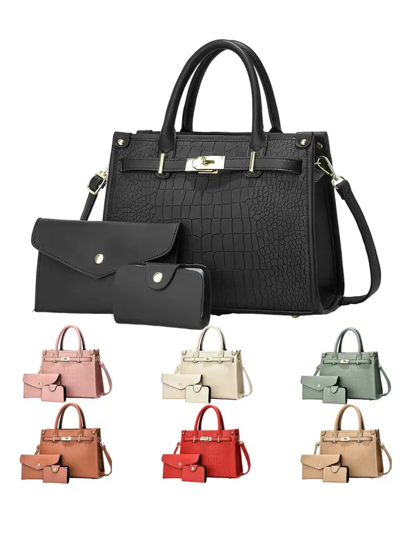 Women's Fashionable Embossed Handbag, Large Capacity Shoulder Bag for Daily Used, Casual Trendy Versatile High-quality Daily ...