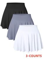 Women's Solid Color Sports Skort, Comfy Breathable Pocket Inner Skort for Tennis, Ladies Sportswear Activewear for All Season...