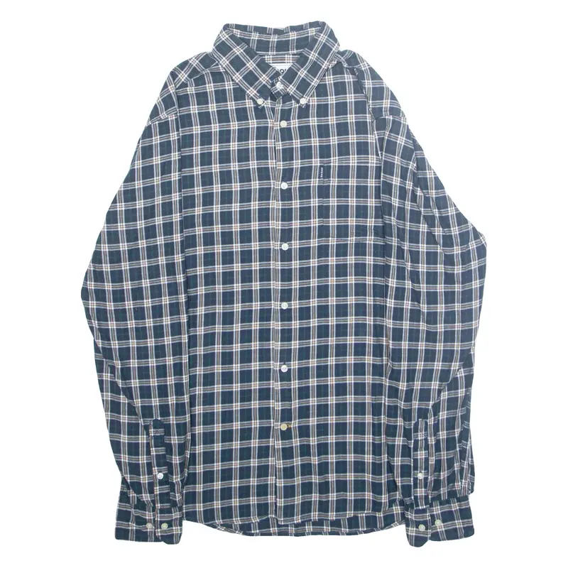 BARBOUR Tailored Fit Mens Shirt Green Plaid Long Sleeve M