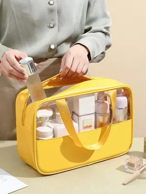 Fashion Clear Zipper Cosmetic Bag, 2024 New Style Casual Travel Toiletry Bag, Beach Play Waterproof Organizer for Summer Vaca...