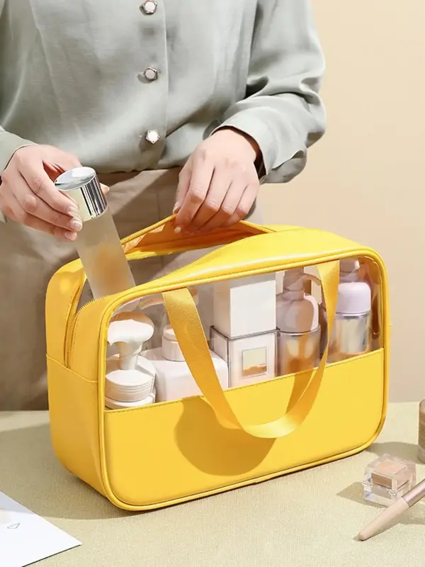 Fashion Clear Zipper Cosmetic Bag, 2024 New Style Casual Travel Toiletry Bag, Beach Play Waterproof Organizer for Summer Vaca...