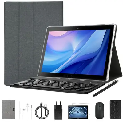 Android Tablet 10 inch with Keyboard,64GB ROM,1TB TF Expansion,2.0GHz CPU,5G WiFi,Bluetooth,Dual Camera,Dual Stereo Speaker,w...