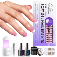 Gellen French Tips Gel X Nail Kit - Pink Short Square Press on Nails French Tip Gel Nail Kits Including Gel Top Coat and Base...