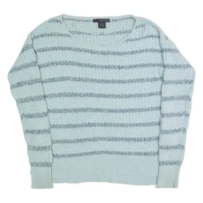 CALVIN KLEIN JEANS Womens Patterned Jumper Blue Striped Chunky Knit L