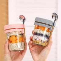 Overnight Oats Cup, 2 Counts Portable Glass Salad Jar with Spoon, Yogurt Cup, Breakfast Cup, Drinkware for Home Kitchen, Cont...