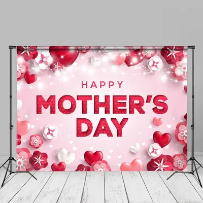 Rad Heart And Floral Light Mothers Day Backdrop Idea - Aperturee