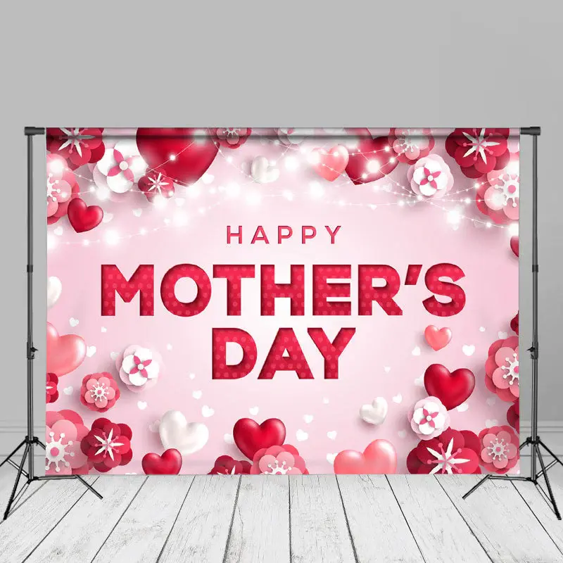 Rad Heart And Floral Light Mothers Day Backdrop Idea - Aperturee