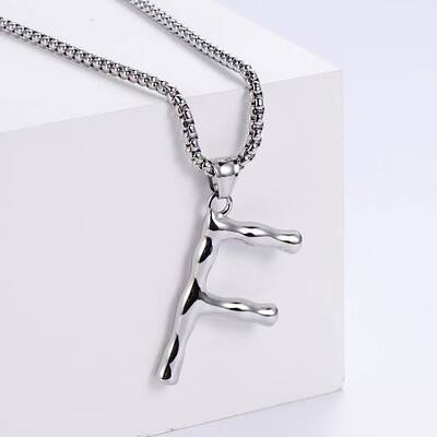 3Pcs Stainless Steel Textured Letter Pendants