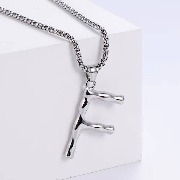 3Pcs Stainless Steel Textured Letter Pendants
