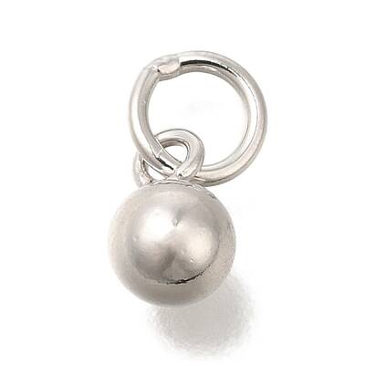 Rhodium Plated 925 Sterling Silver Round Charms