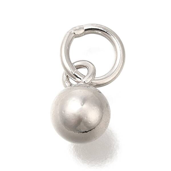 Rhodium Plated 925 Sterling Silver Round Charms