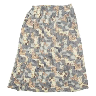 Womens A-Line Skirt Grey Midi Floral M