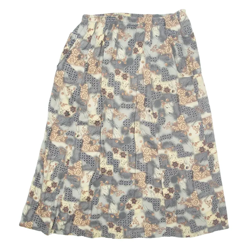 Womens A-Line Skirt Grey Midi Floral M