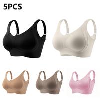 5pcs Women's Solid breasted Adjustable Wireless Bra, Womenswear Lingerie for All Seasons Valentine's Day, girl bra,Soft Comfo...