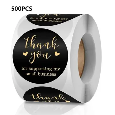 Thank You for Supporting My Small Business Sticker, 500pcs/roll Self Adhesive Round Label Sticker, Decor Sticker for Gift Gre...