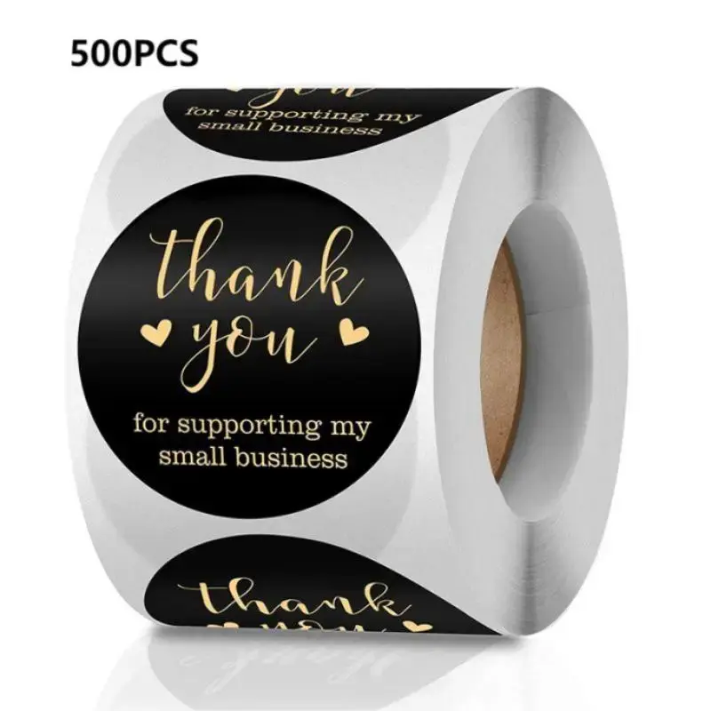 Thank You for Supporting My Small Business Sticker, 500pcs/roll Self Adhesive Round Label Sticker, Decor Sticker for Gift Gre...
