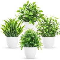6.7inch/17cm Artificial Eucalyptus Potted Plant, 4 Counts Fake Eucalyptus Plant, Mini Fake Plants in White Round Pot As Green...