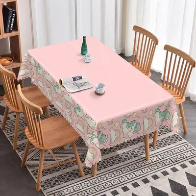 Aperturee Magical Rainbow Unicorn Themed Cartoon Tablecloth, 52x70 Inch, 30.82 USD, rectangle tablecloths, ZJY04693-A