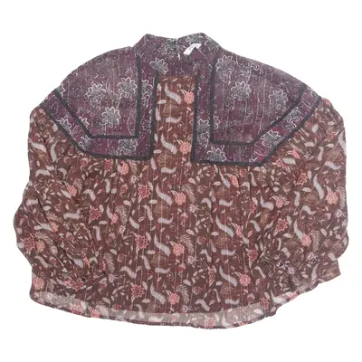 ZARA Womens Printed Top Maroon Long Sleeve Paisley S