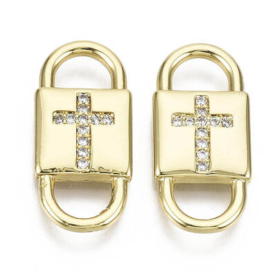 Brass Micro Pave Clear Cubic Zirconia Links Connectors