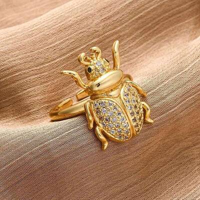 Brass Micro Pave Cubic Zirconia Adjustable Open Cuff Rings for Women