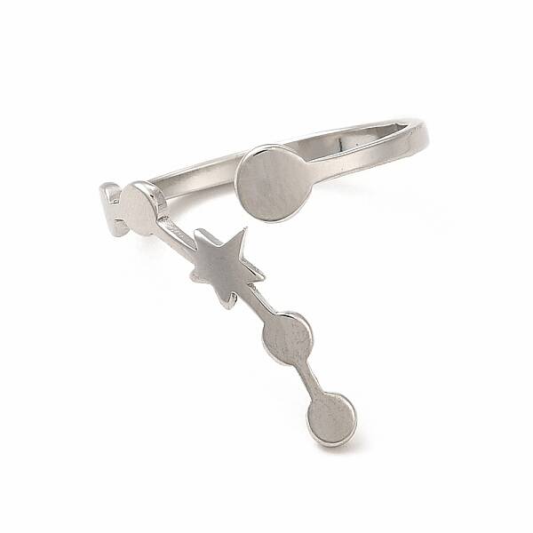 Non-Tarnish 304 Stainless Steel Morning Star Open Cuff Ring for Women