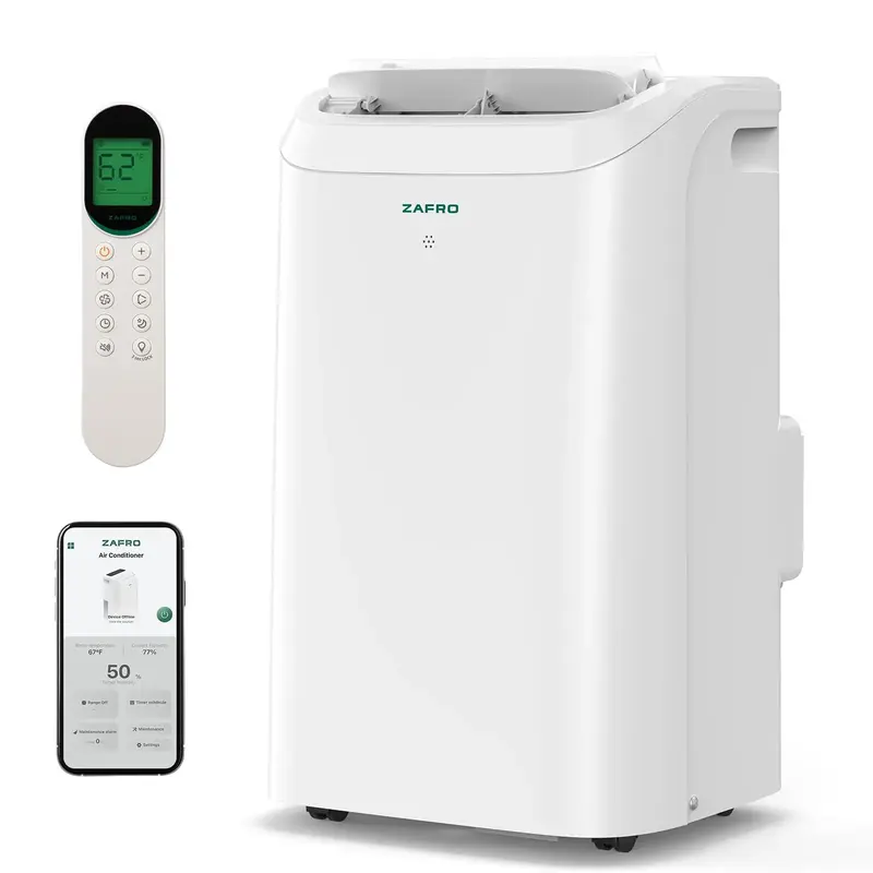 ZAFRO (44dB) 14,000 BTU WIFI (10,000 BTU SACC) Portable Air Conditioners with WiFi, Ultra-Quiet, R32 Eco-Friendly,Fast Coolin...