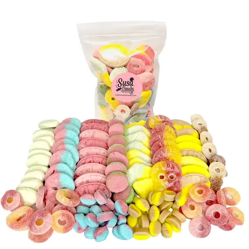 Bubs & Swedish Candy Sweet/Sour Vegan Gummies Mix 1/2 lb Snack Bonbon