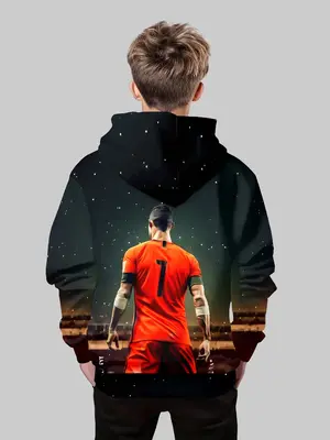 Boys' Fashion 3D Print Hoodie Sweatshirt, Casual Long Sleeve Pullover with Pockets, Stretch Polyester Blend Graphic Hoodies, ...