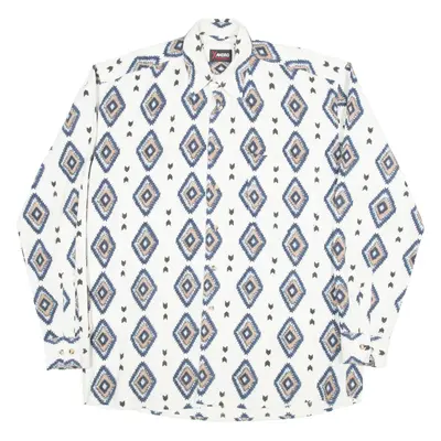 XANDRO Mens Shirt White Geometric Long Sleeve L