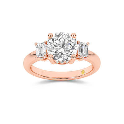 Seraphina Three Stone Hidden Halo Round Lab Grown Diamond Engagement Ring | 10K Rose Gold 2 5/8 CT. TW.