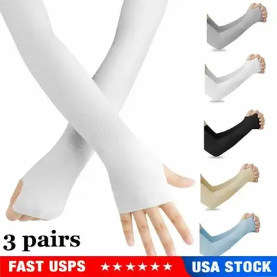 1~3 Pairs Cooling Arm Sleeves Cover UV Sun Protection Sports Outdoor For Men Women