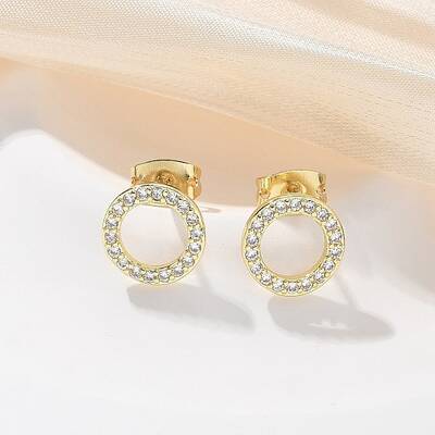 Brass Micro Pave Clear Cubic Zirconia Stud Earrings