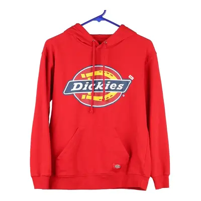Age 8-10 Dickies Spellout Hoodie - Medium Red Cotton Blend