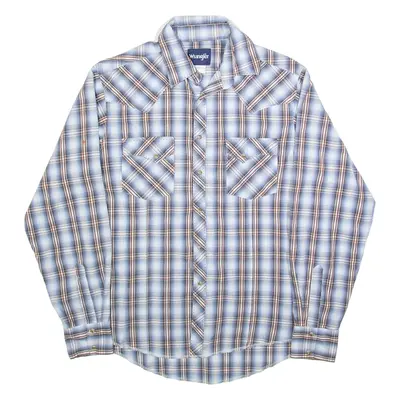 WRANGLER Mens Shirt Blue Check Long Sleeve M