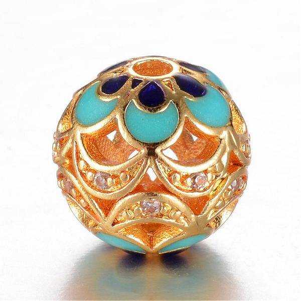 Brass Micro Pave Cubic Zirconia Beads