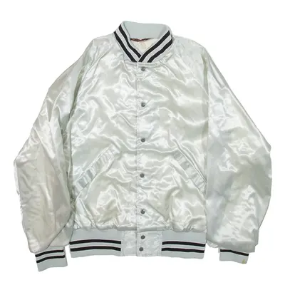 PLA-JAC Bomber Jacket USA Silver Nylon Mens L