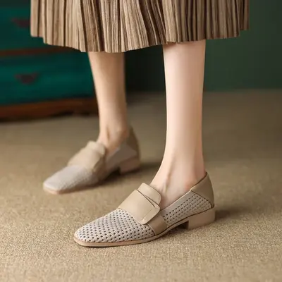 CHIKO Alicyn Square Toe Block Heels Loafers Shoes