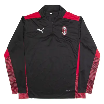 PUMA AC Milan Mens Football Shirt Jersey Black Long Sleeve 1/4 Zip L