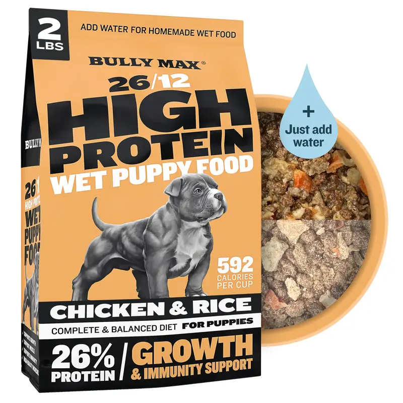 Bully Max 26/12 High Protein Wet Puppy Food - 26% Protein, 12% Fat, Chicken, Barley & Oats, Supports Healthy Growth & Immune ...