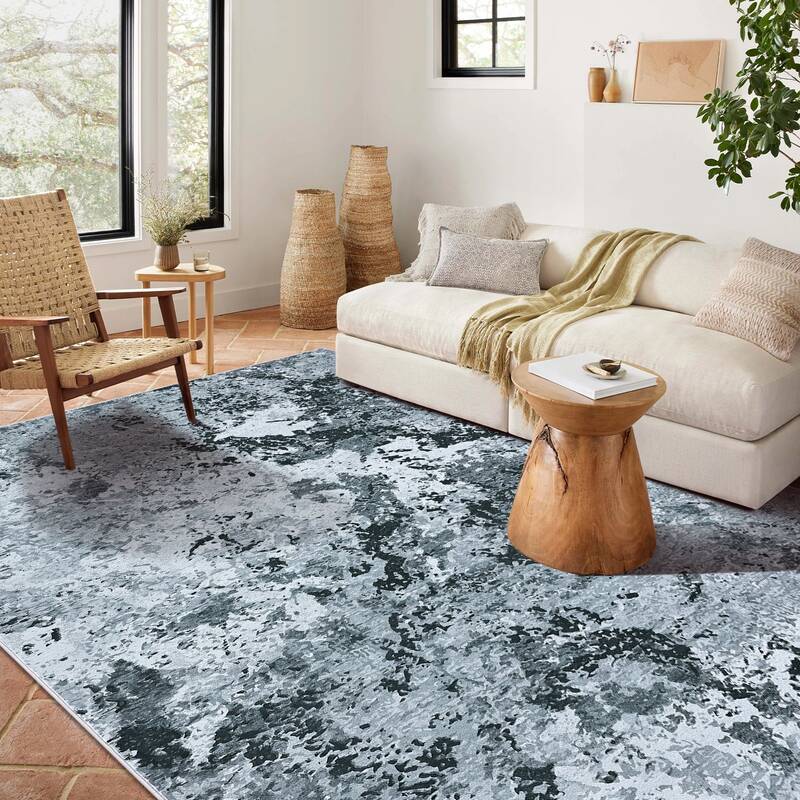 Garvee Floral Area Rug Non-Slip Low-Pile Washable Soft Fabric Lightweight Foldable for Living Room Kitchen Bedroom