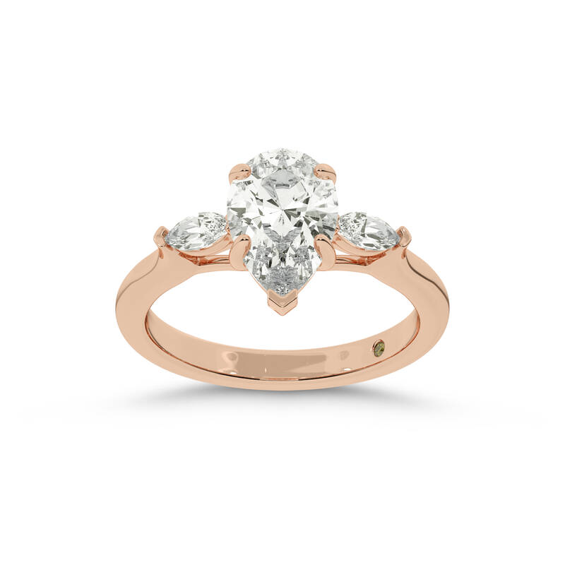 Maui Three Stone Pear Shape Lab Grown Diamond Engagement Ring | Rose Gold 1 1/5 - 4 1/2 CT. TW.