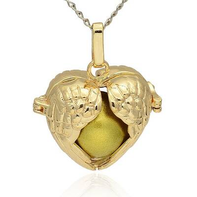 Golden Tone Brass Hollow Heart Cage Pendants