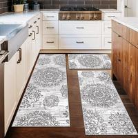 [Deals For You Days] HEBE Washable Farmhouse Kitchen Rugs Sets of 3 Non Slip Washable Kitchen Rugs and Mats Boho Kitchen Mats...