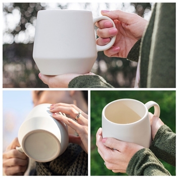 48 Promotional 16 oz Verona Ceramic Mug - Matte Ivory - Microwave ...