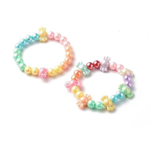 Opaque Acrylic Beads Stretch Bracelet Sets for Kids