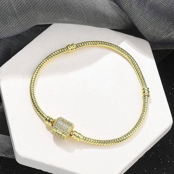 Brass Micro Pave Clear Cubic Zirconia Link Bracelets