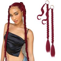 AISI HAIR Summervibes 32inch 2PCS Long Braided Ponytail Extension for Galentine's Party Style Ponytail Synthetic Hair Piece f...