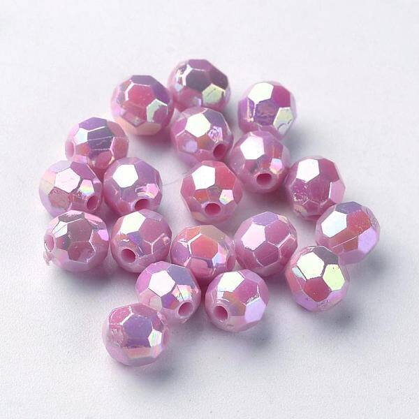 AB Color Plated Eco-Friendly Poly Styrene Acrylic Round Beads