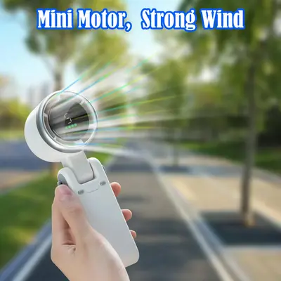 USB-C Rechargeable Handheld High Speed Fan – 5-Speed Portable Foldable Fan for Neck & Desk Use, Travel, School, Home | Cool...